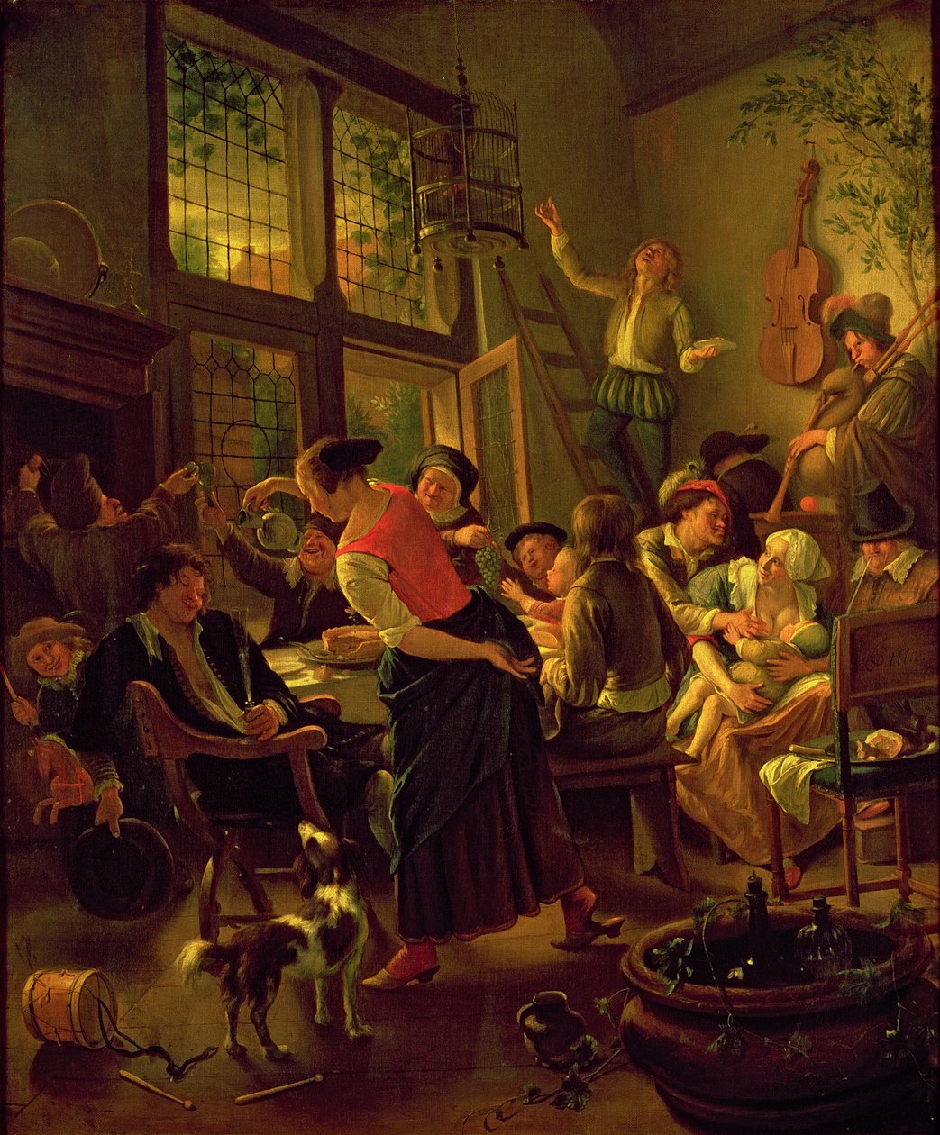 Family Meal (olej na plátně) od Jan Havicksz. Steen