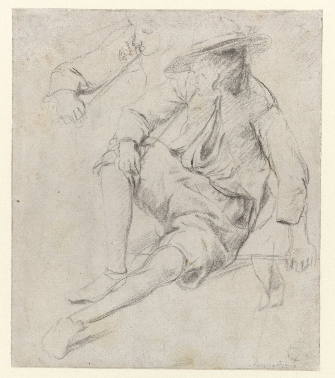 Studie sedícího muže kouřícího dýmku od Jan Havicksz. Steen