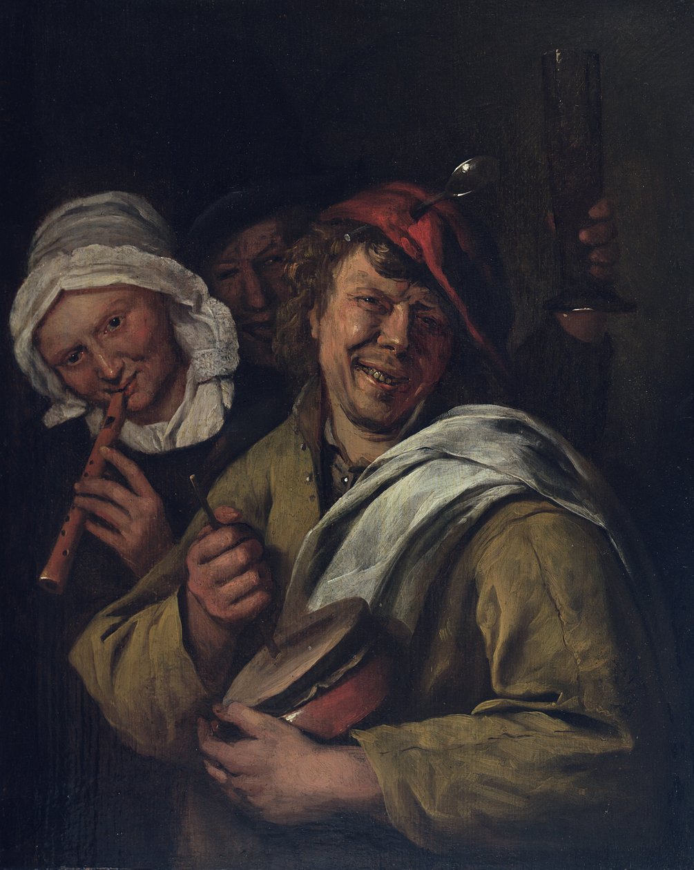 Rommelpot: Sisustus kolmella hahmolla (öljy paneelissa) od Jan Havicksz. Steen