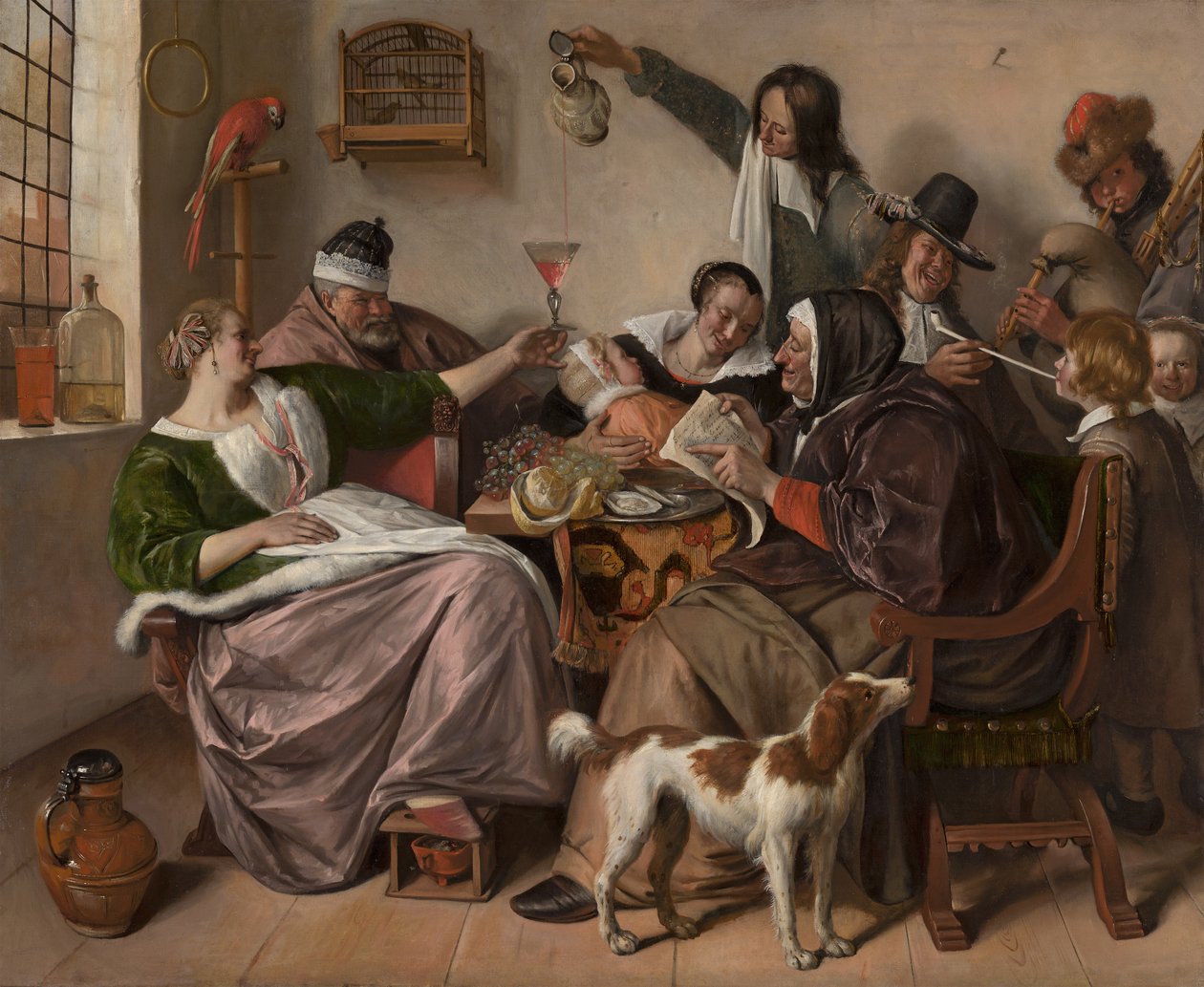 Jak to slyšíš, tak to zpíváš, c.1665 (olej na plátně) od Jan Havicksz. Steen