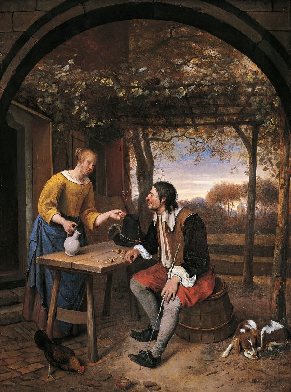 Odpočinek cestovatele, Jan Steen (1626-1679) od Jan Havicksz. Steen