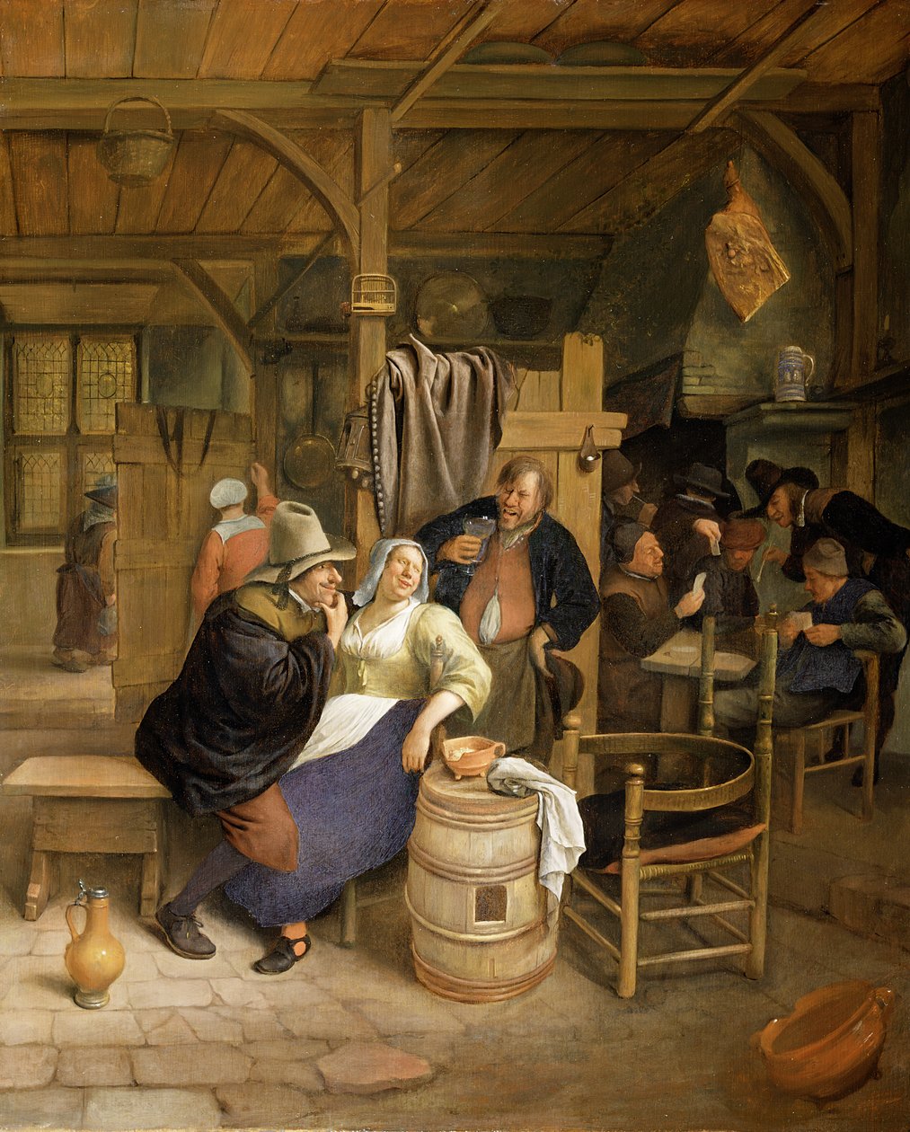Interiér hospody s hráči karet od Jan Havickszoon Steen