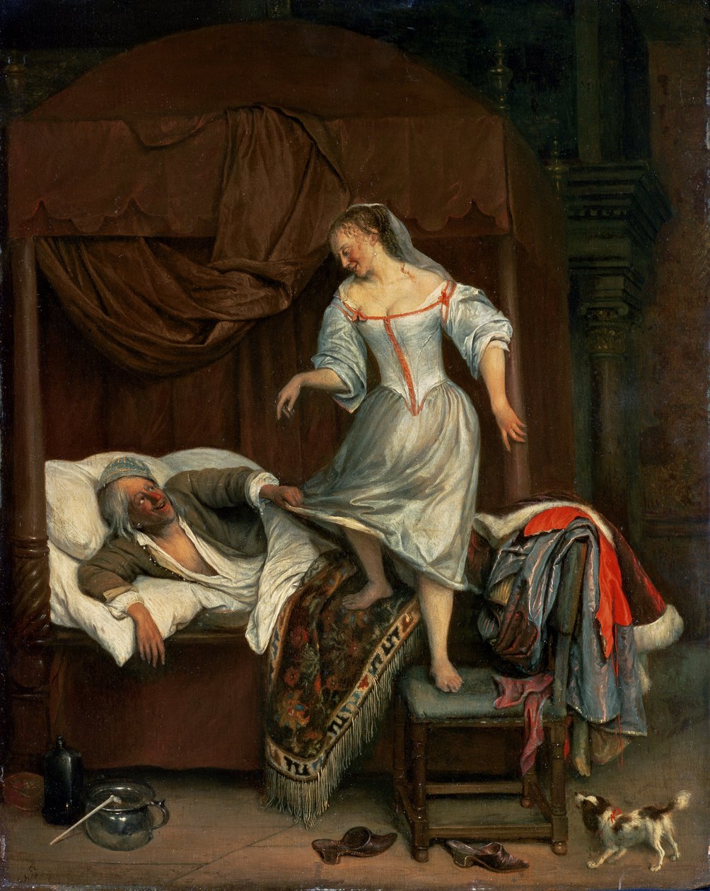 Scéna v ložnici (panel) od Jan Havickszoon Steen