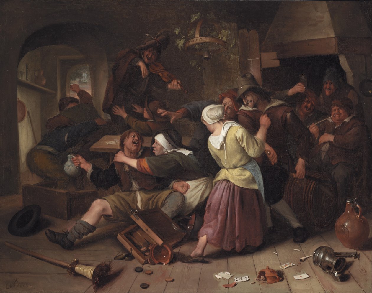 Hazardní hádky, kolem 1665 od Jan Havickszoon Steen