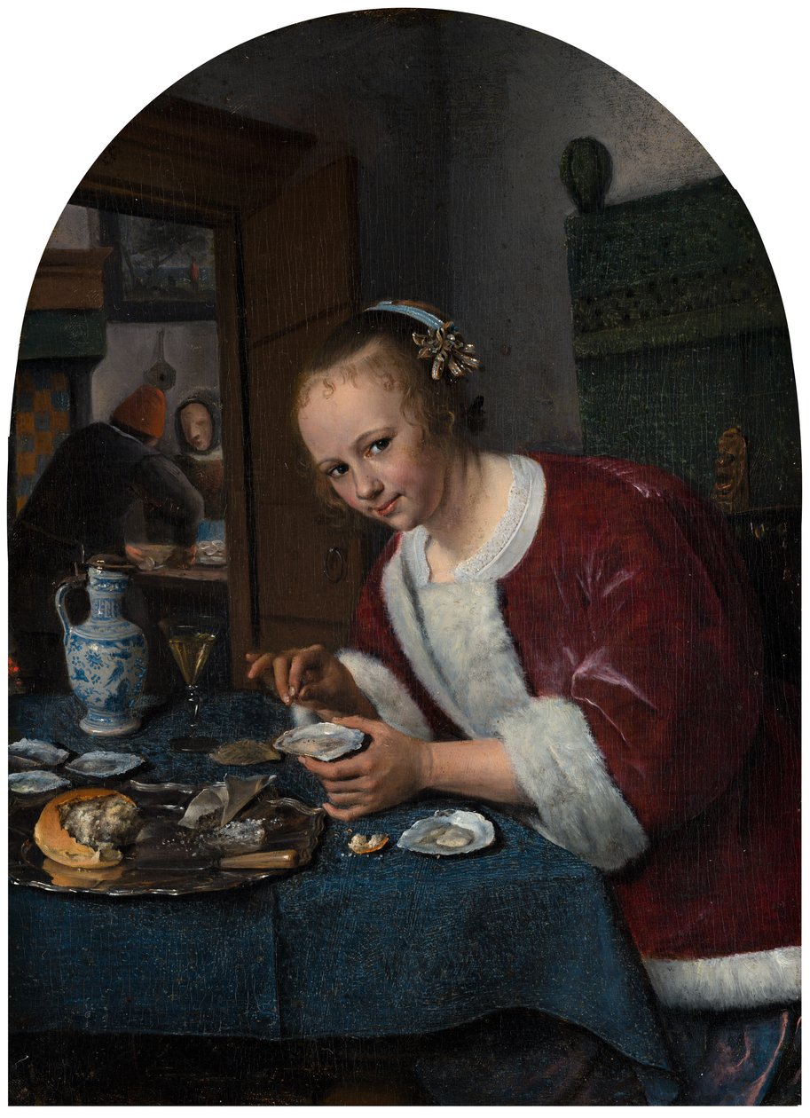 Dívka jí ústřice, kolem 1658-1660 od Jan Havickszoon Steen
