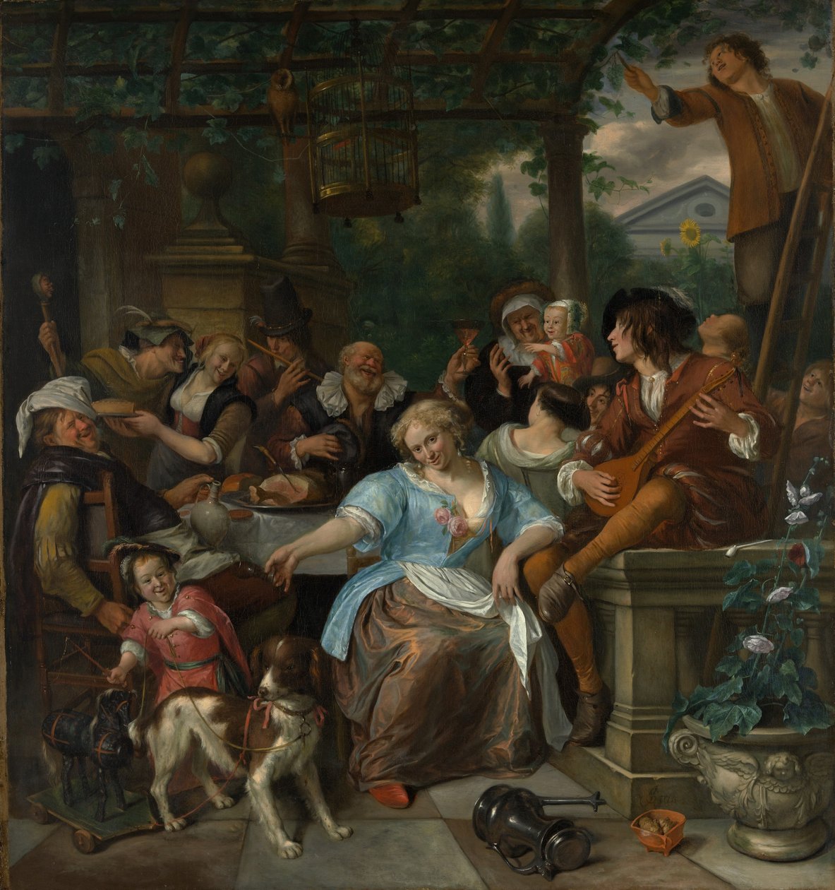Veselá společnost na terase, kolem 1673-5 od Jan Havickszoon Steen