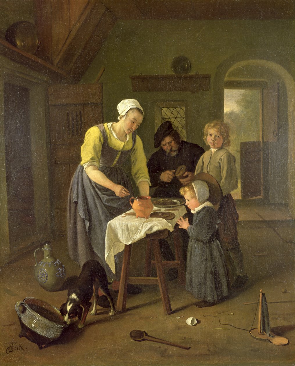 Rolnická rodina v době jídla, kolem roku 1665 od Jan Havickszoon Steen