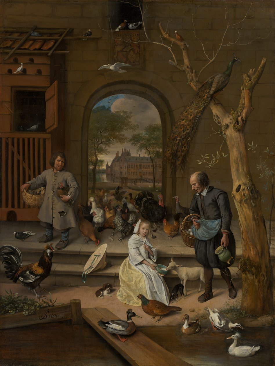 Portrét Jacoby Maria van Wassenaer (1654-1683), známé jako The Poultry Yard, 1660 od Jan Havickszoon Steen