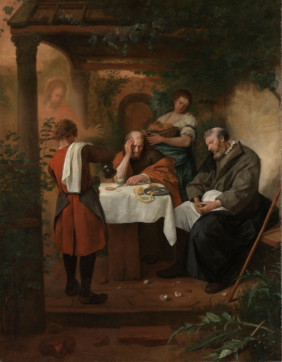 Večeře v Emauzích, kolem 1665-68 (olej na plátně, v 134 cm × š 104 od Jan Havickszoon Steen