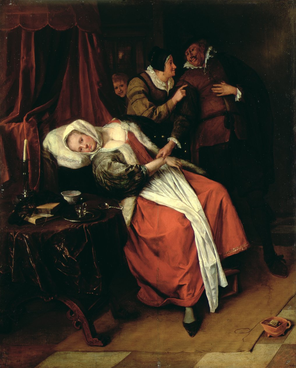 Pacient a lékař, 60. léta 17. století od Jan Havickszoon Steen