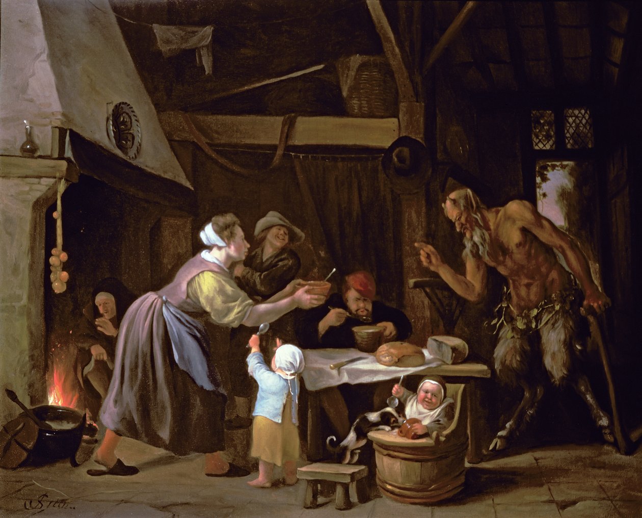 Satyrové a rodina od Jan Havickszoon Steen