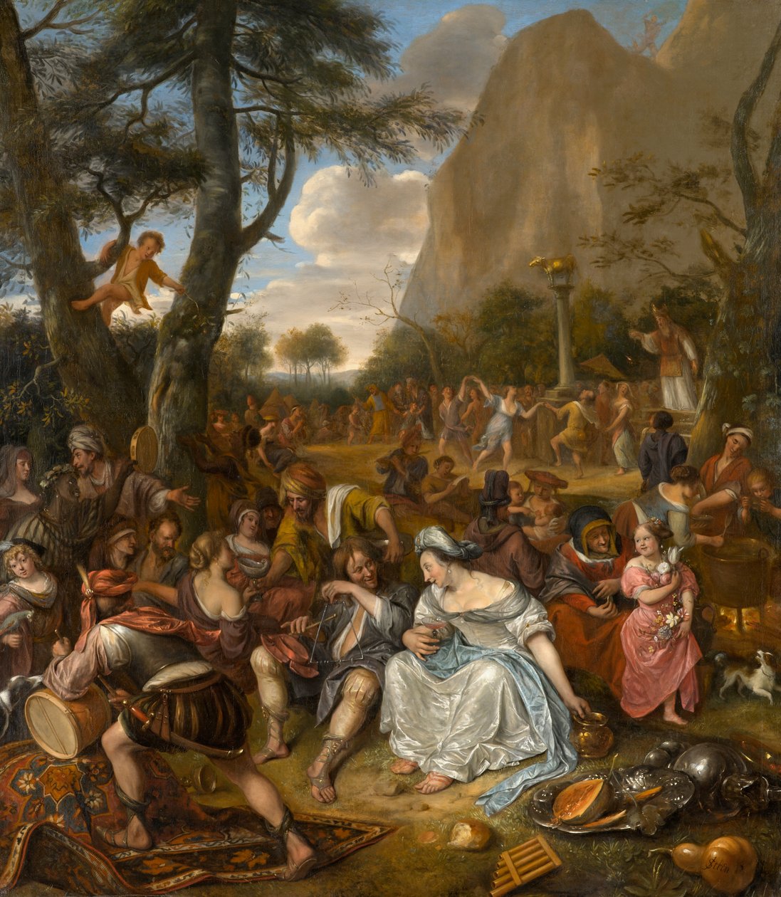 Uctívání zlatého telete, cca 1672-1675 od Jan Havickszoon Steen
