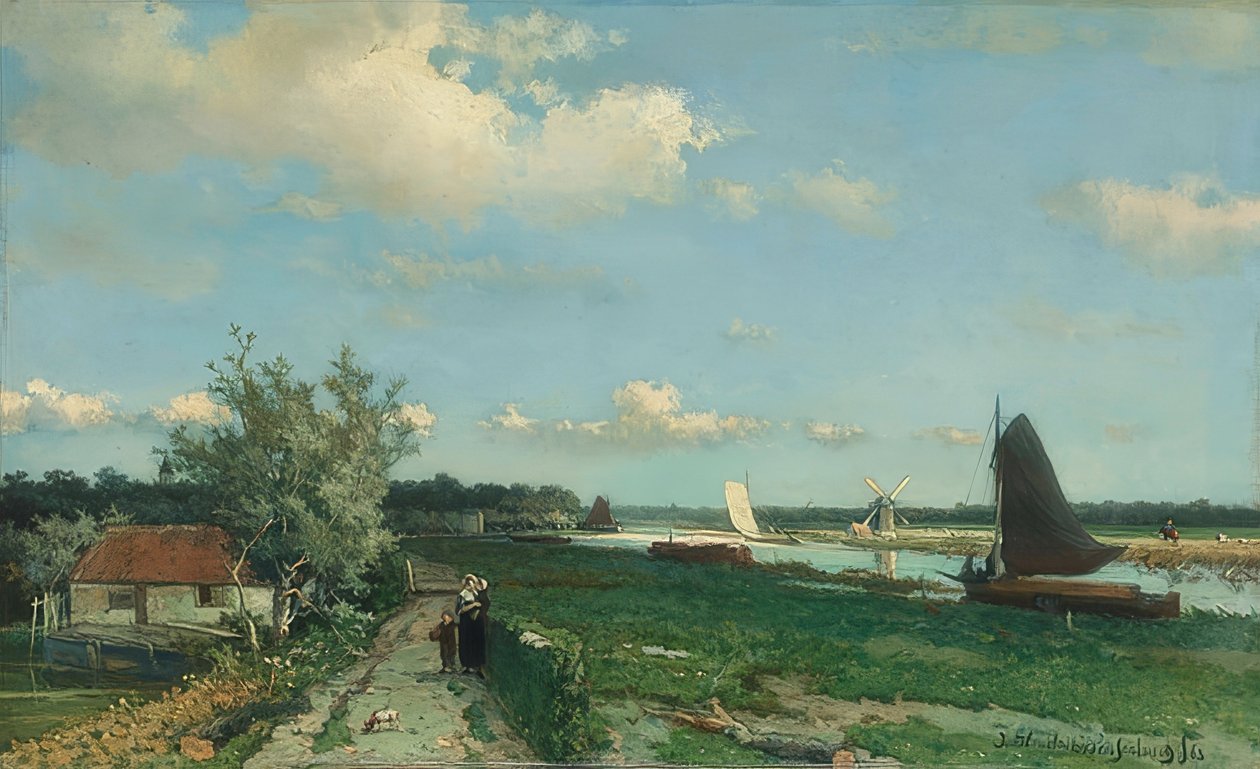 Kanál Trekvliet u Rijswijku, také: pohled na most Geest. 1868 od Jan Hendrik Weissenbruch