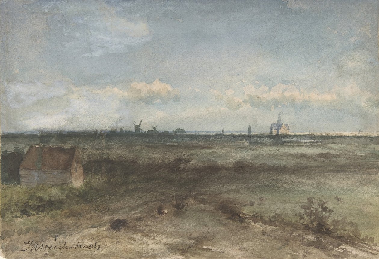 Pohled na Haarlem z Dun, polovina 19.-začátek 20. století. od Jan Hendrik Weissenbruch