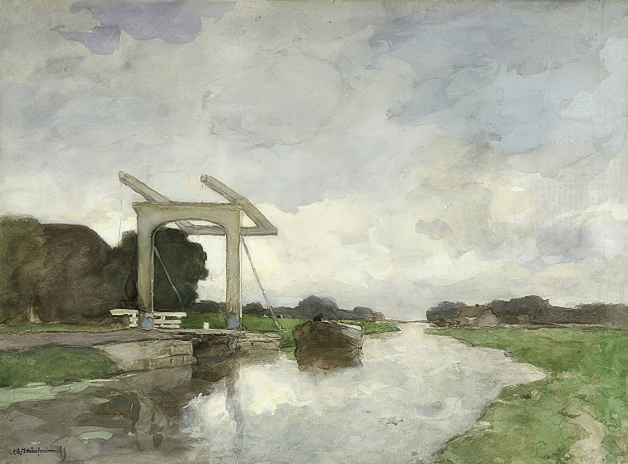 Zugbrücke na severu. um 1890 od Jan Hendrik Weissenbruch