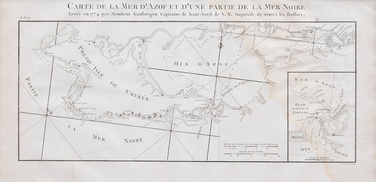 Mapa Krymu a Azovského moře, 1774 od Jan Hendrik van Kinsbergen