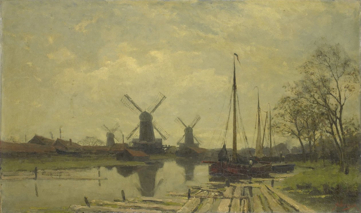 Vodní cesta poblíž Baarsjes, Amsterdam od Jan Hillebrand Wijsmuller