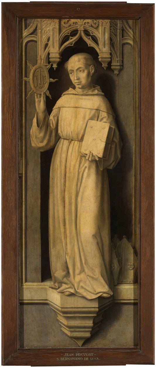 ""Svatý Bernardino ze Sieny (1380-1444)"" (Svatý Bernardino ze Sieny) Obraz Jana Provosta (Provoost) (1465-1529) - c 1510 - Olej na dřevě Rozměr 123x45 cm Museo del Prado, Madrid od Jan II Provost