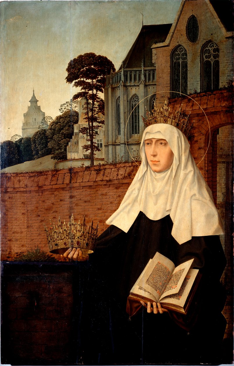 Svatá Alžběta Portugalská známá jako Svatá Isabella Aragonská (1271-1336) Detail. Malba na dřevě od Jana Probošta (asi 1465-1529) Rozm. 140x90 cm Genes, Galleria di Palazzo Bianco od Jan II Provost