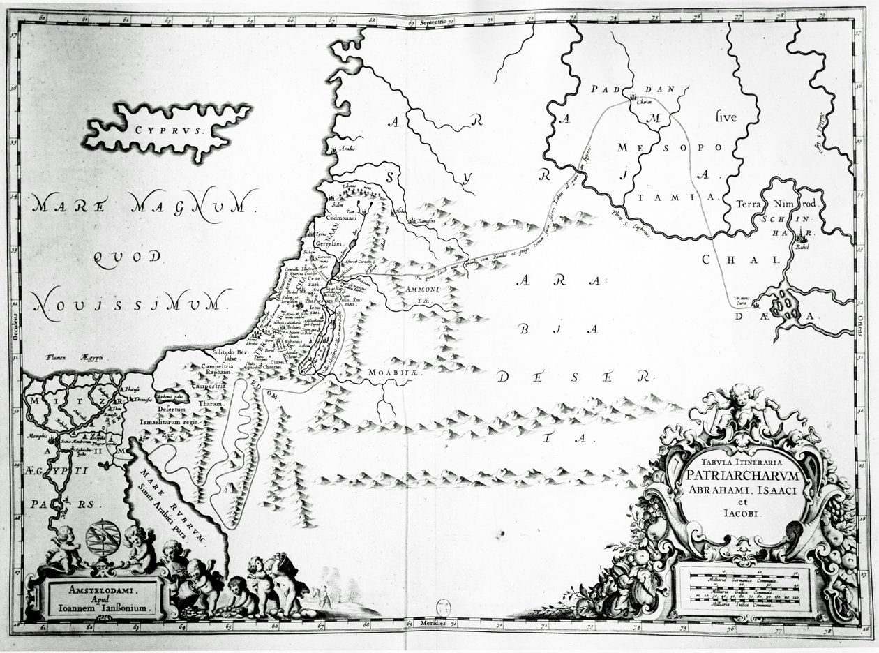 Mapa cest Abrahama, Izáka a Jákoba, 1652 od Jan Janssonius