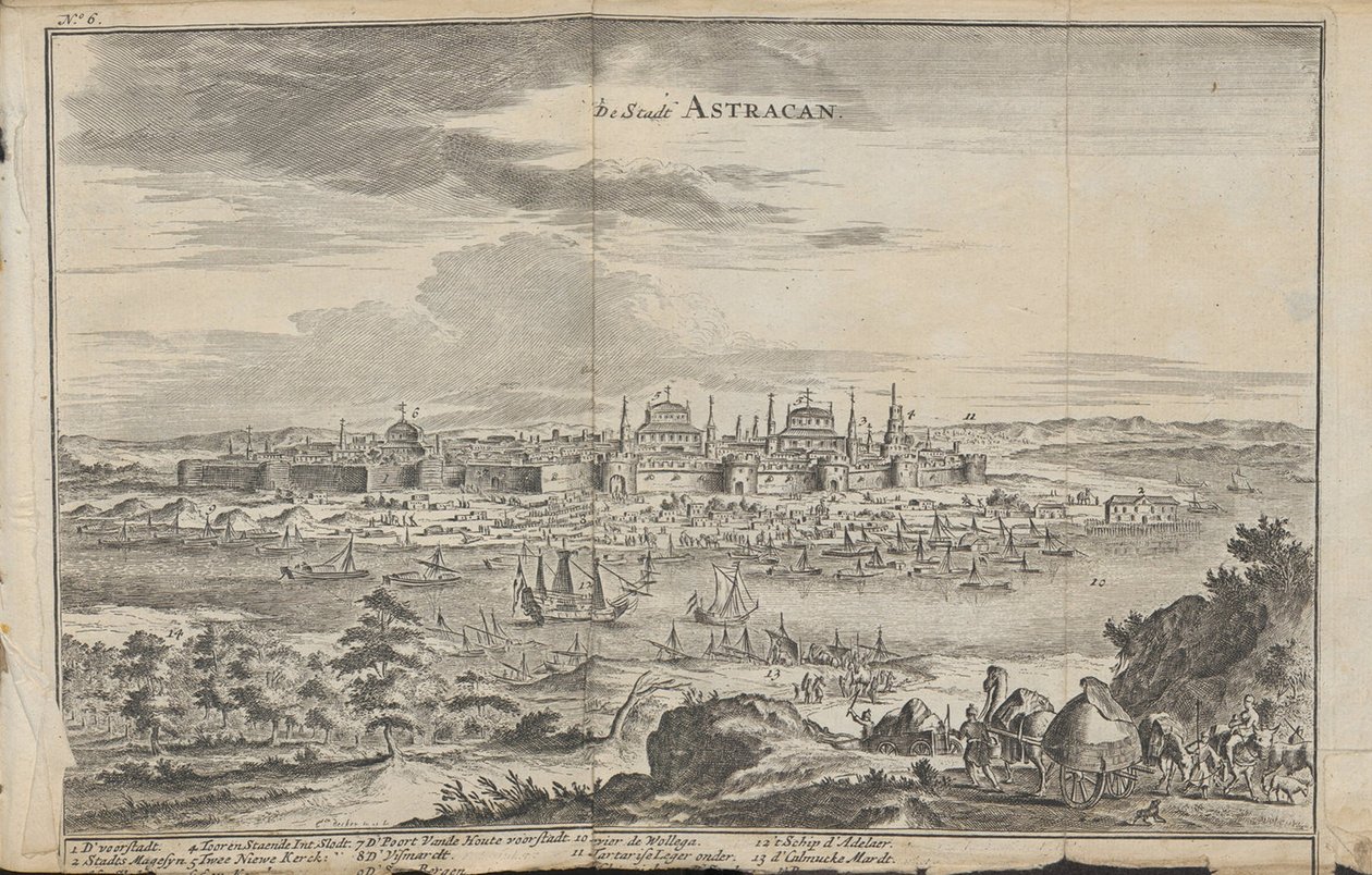 Astrachaň z: Tři pozoruhodné cesty, 1675 od Jan Jansz. Struys