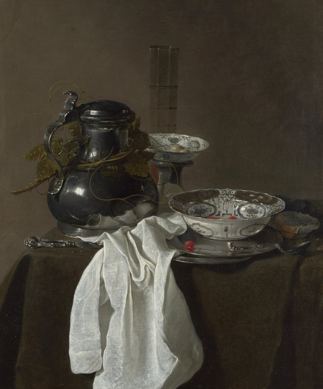 Zátiší s cínovou vlajkou a dvěma mísami Ming, 1651 od Jan Jansz. Treck