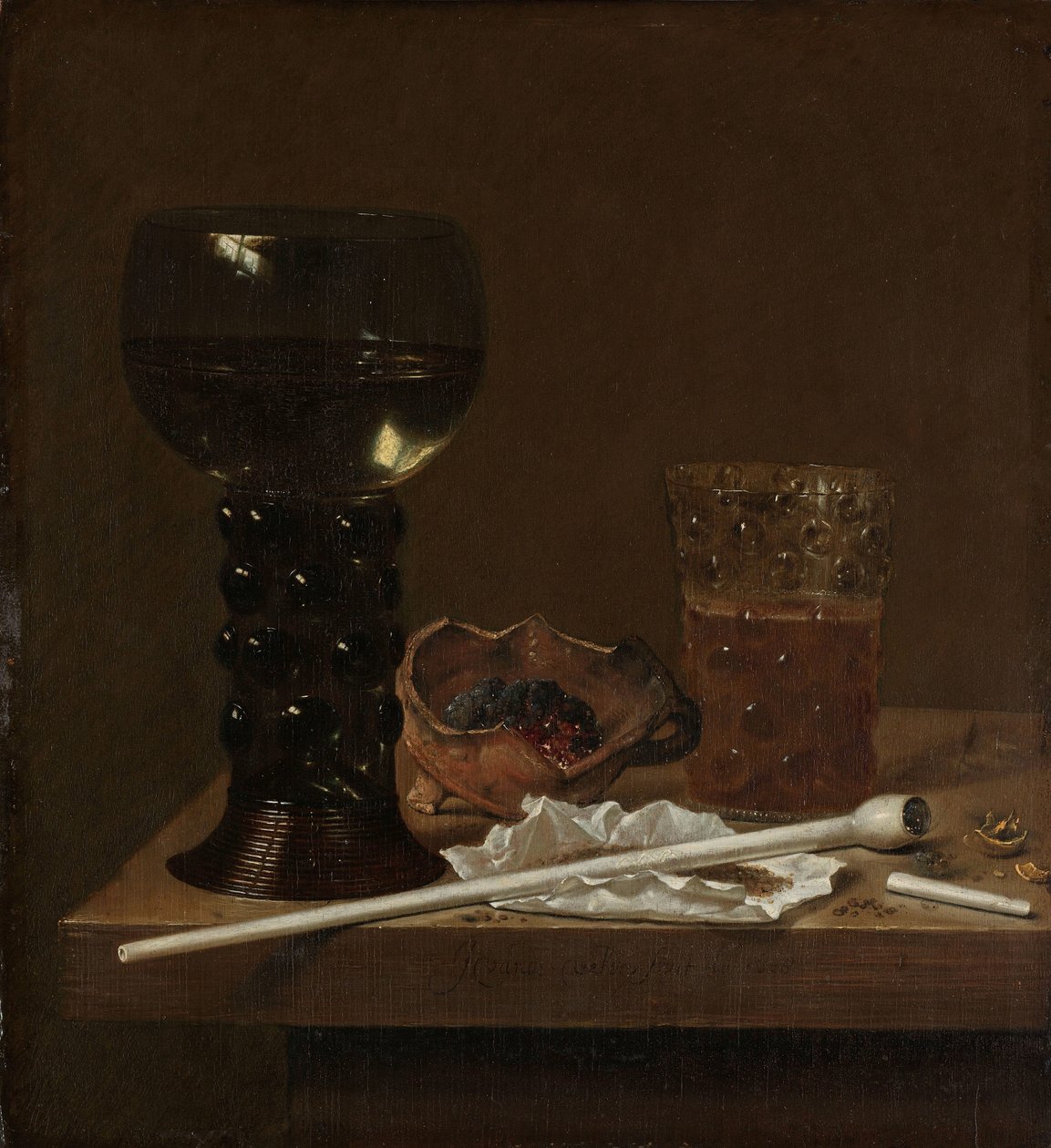 Zátiší s Roemerem, sklenice na pivo a dýmka od Jan Jansz. van de Velde (III)