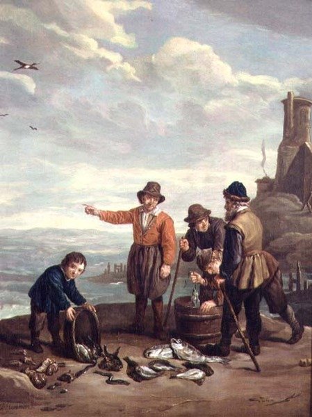 Rybáři na pláži od Jan Josef the Elder Horemans