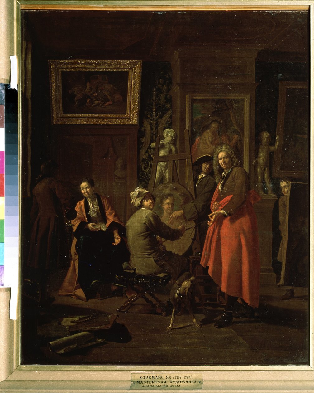 ""The Painter Studio"" (The Painter Studio) Obraz Jana Josepha Horemanse staršího (1682-1759) 1725-1730 Puškinovo muzeum Moskva od Jan Josef the Elder Horemans