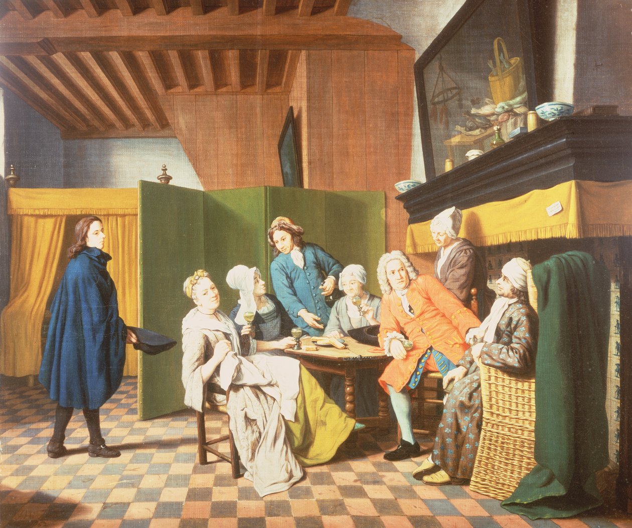 Návštěvy lékaře – holandské přísloví: Doktor kontroluje celkový zdravotní stav svého pacienta (jedna ze sady čtyř) od Jan Josef the Elder Horemans