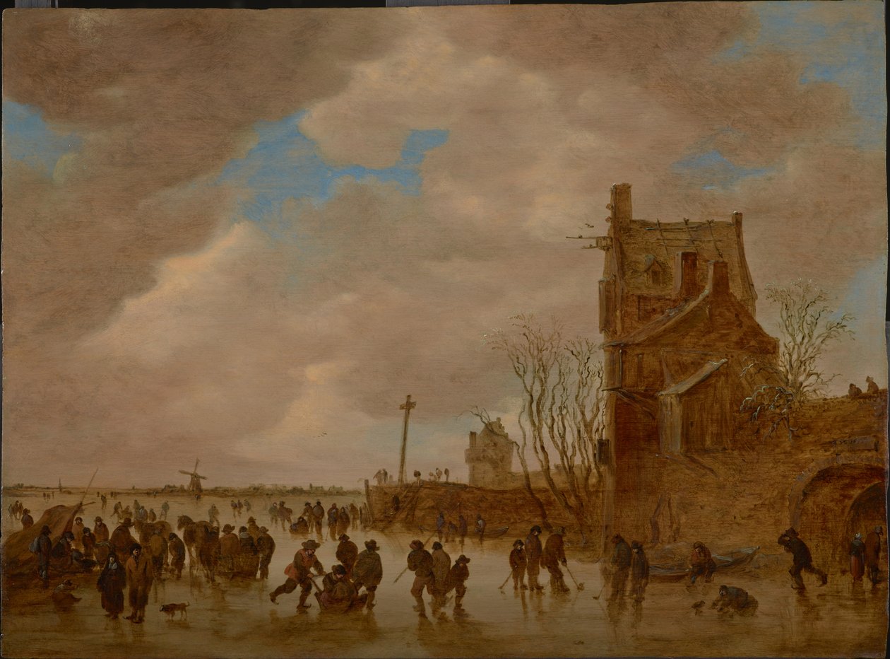 Ledové radovánky před mostní věží, 1655 od Jan Josefsz Goyen van