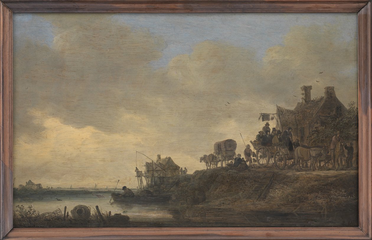 Říční scéna s krčmou "Swan". od Jan Josefsz van Goyen