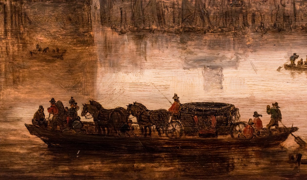 Velký trajekt se čtyřspřežím (Nijmegen), detail od Jan Josephsz van Goyen