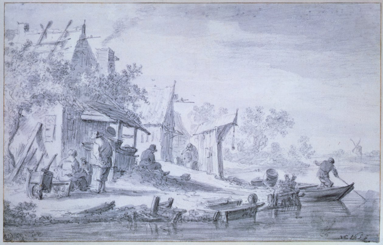 Rybářská vesnice od Jan Josephsz van Goyen