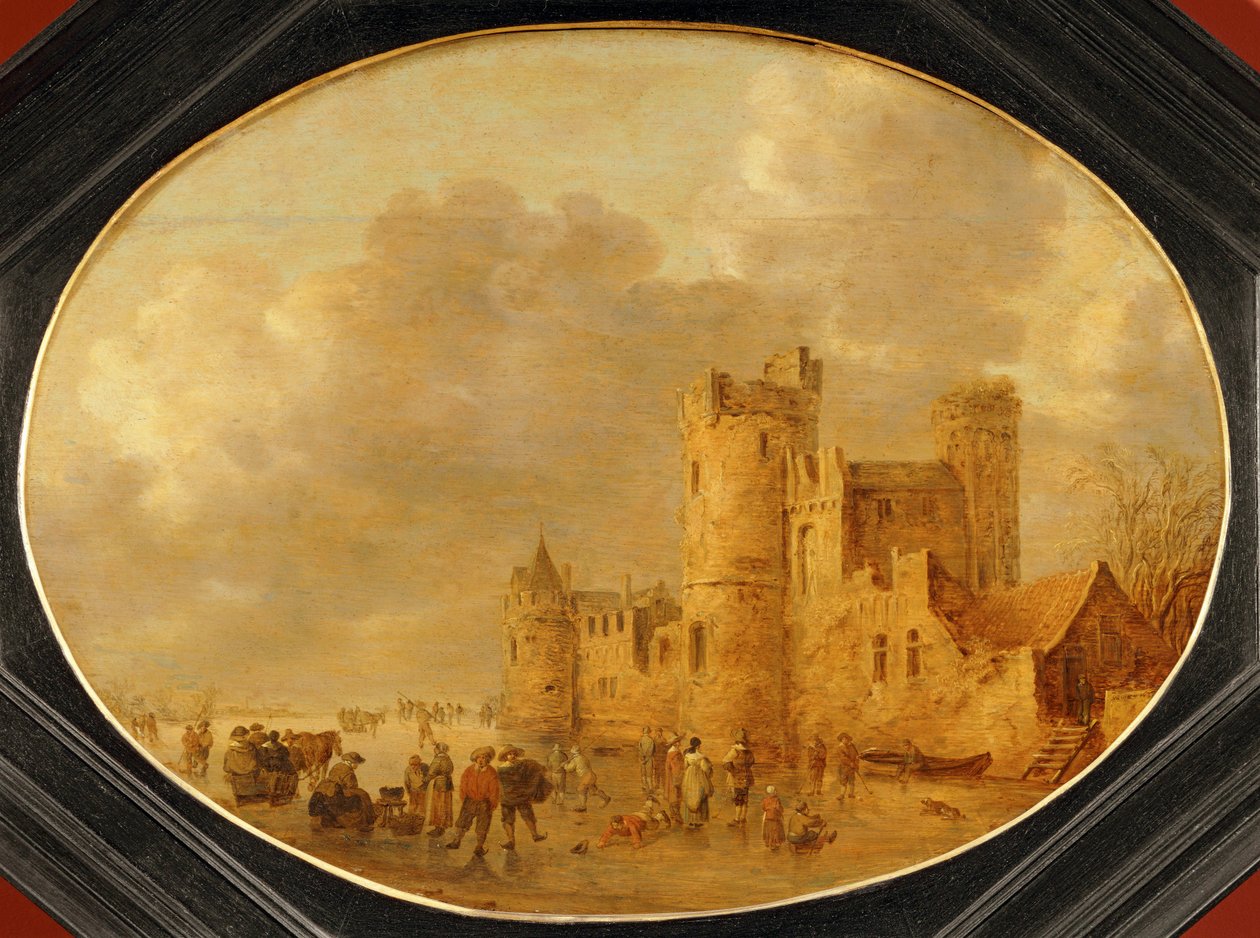 Bruslaři před středověkým hradem ... od Jan Josephsz van Goyen