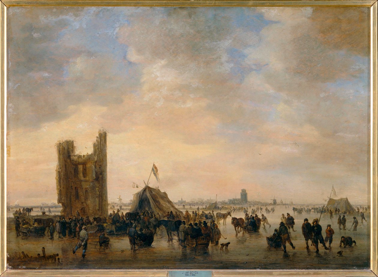 Bruslení u zříceniny Huis te Merwede u Dordrechtu... od Jan Josephsz van Goyen