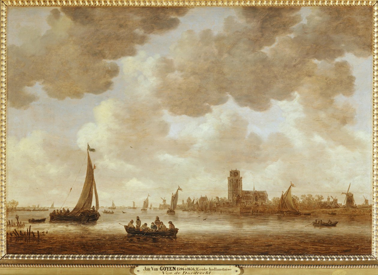 Vue de Dordrecht en aval de la Grote Kerk ... od Jan Josephsz van Goyen