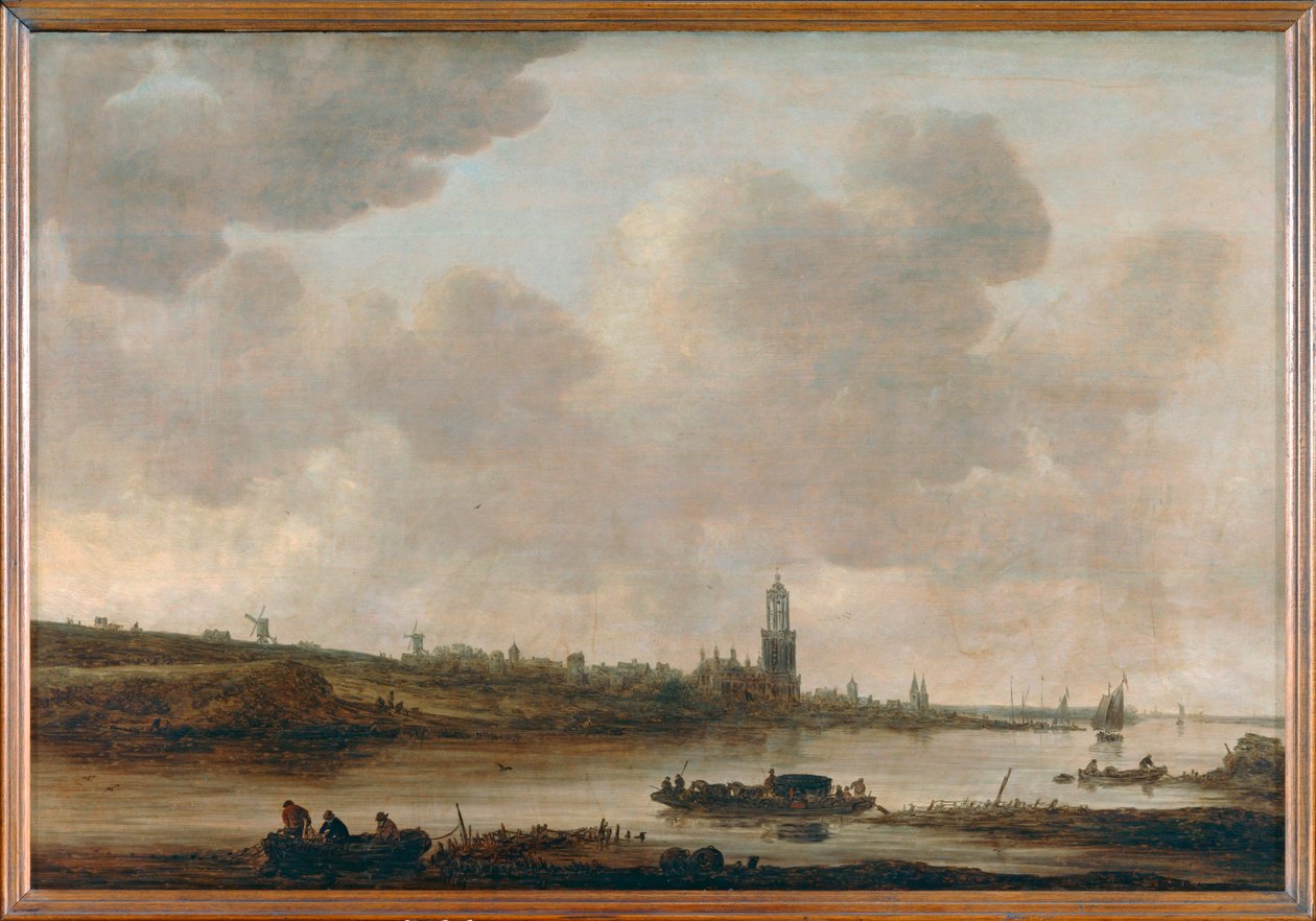 Pohled na Rhenen na Rýně s kostelem Sainte-Cunera ... od Jan Josephsz van Goyen