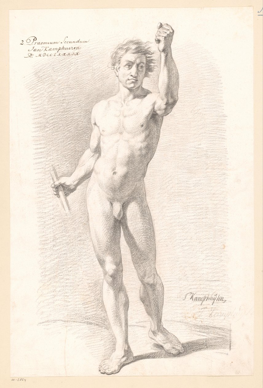 Stojící mužský akt, při pohledu zepředu (2. cena 1789) od Jan Kamphuijsen