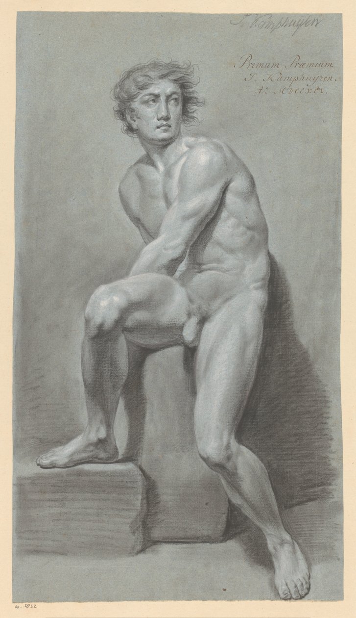 Sedící mužský akt, při pohledu zepředu (1. cena 1791) od Jan Kamphuijsen