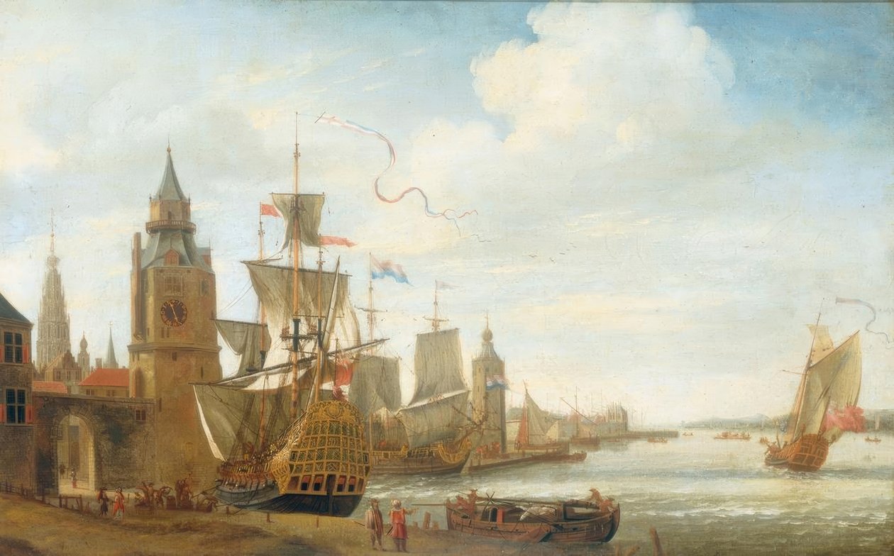 Capriccio s motivy antverpského přístavu od Jan Karel Donatus van Beecq