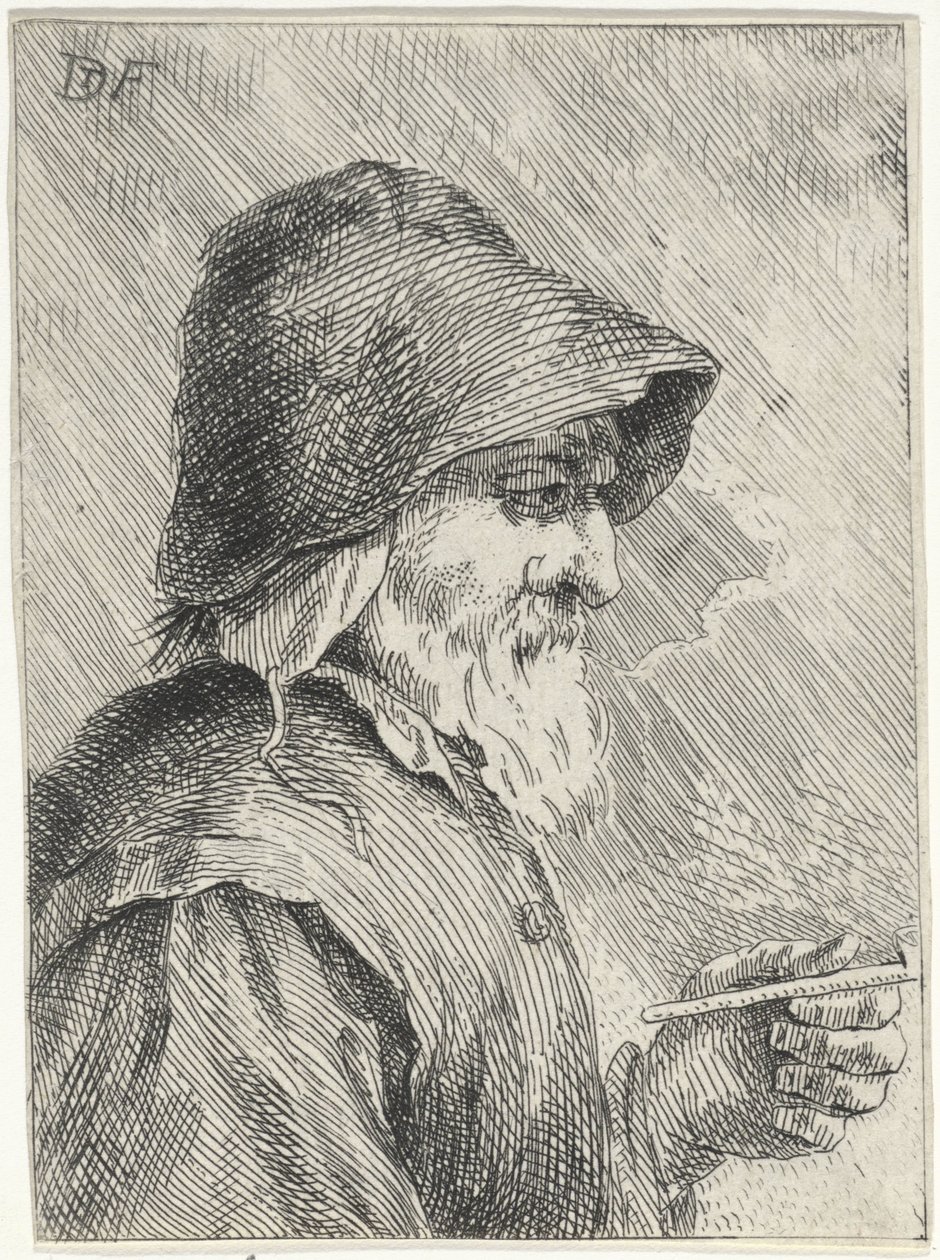 Starý muž s plnovousem a dýmkou v ruce od Jan Lauwryn Krafft (I) (attributed to)