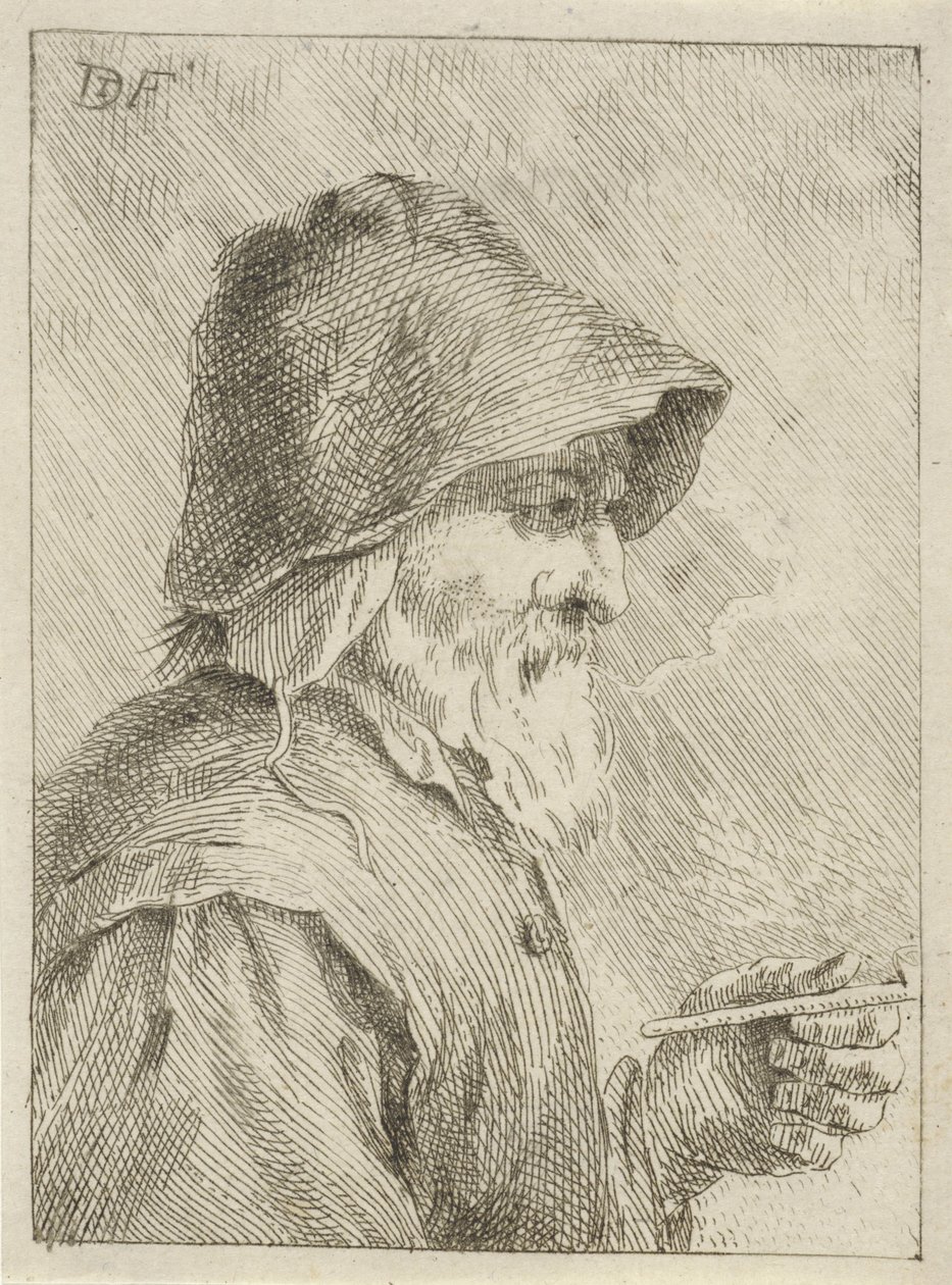 Starý muž s plnovousem a dýmkou v ruce od Jan Lauwryn Krafft (I) (attributed to)