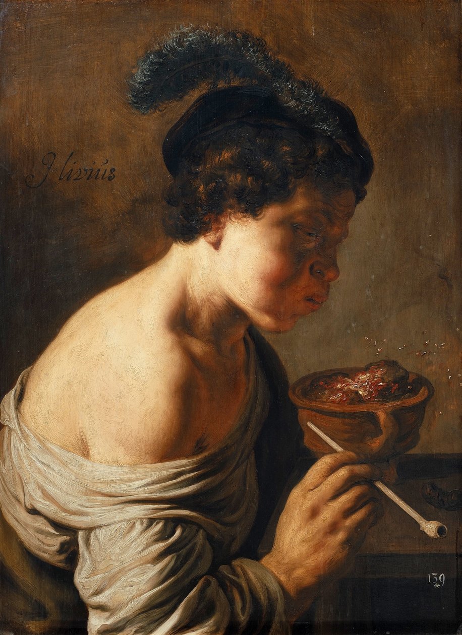 Mladík fouká na uhlí. od Jan Lievens