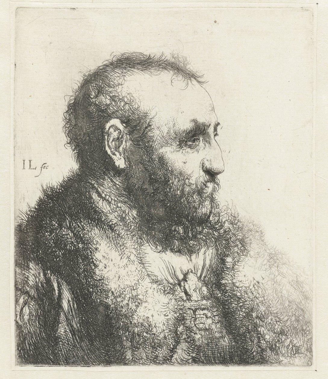 Busta starého muže s kožichem od Jan Lievens