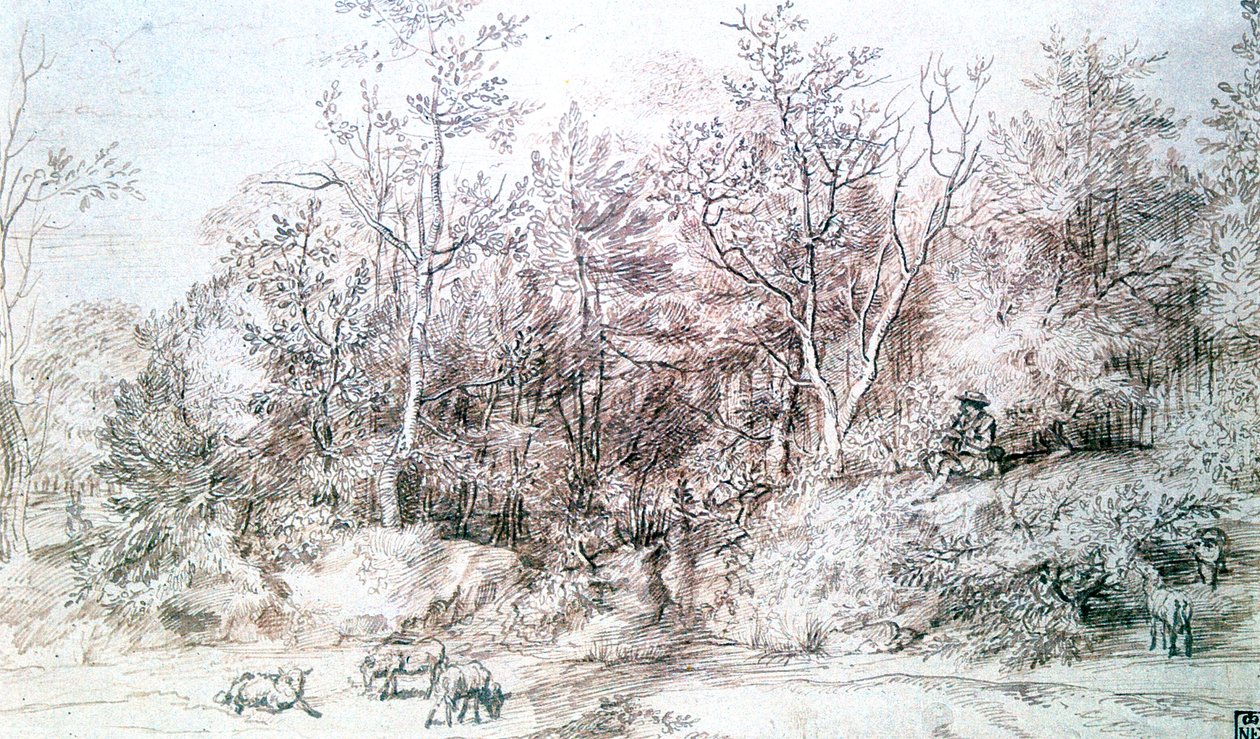 Krajina s osobou hrající na flétnu, c1627-1674 od Jan Lievens