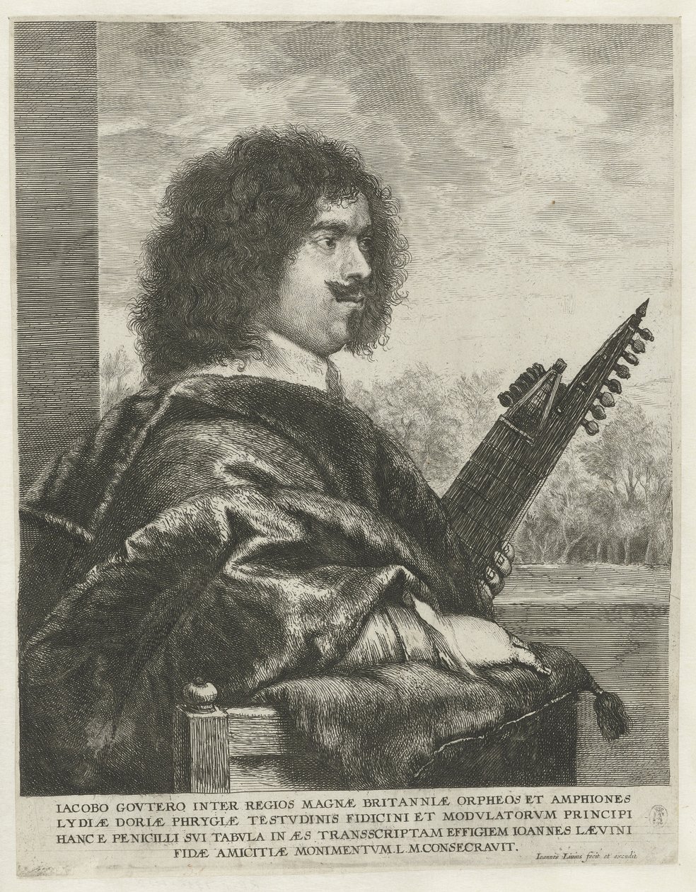 Portrét skladatele a loutnisty Jacquese Gaultiera, 1631-1635 od Jan Lievens
