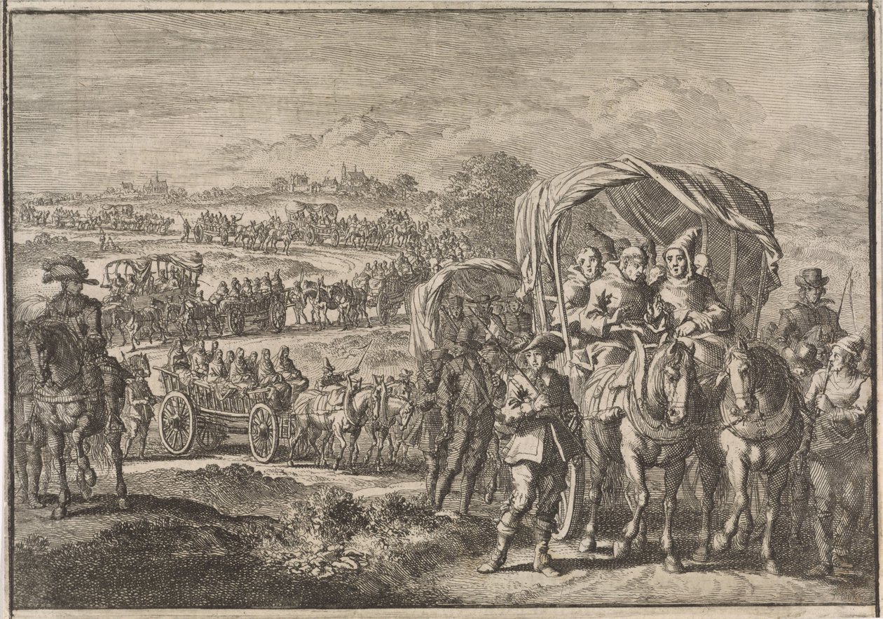 Mniši ze Severního Brabantska prchají do Antverp, 1637 od Jan Luyken (attributed to)