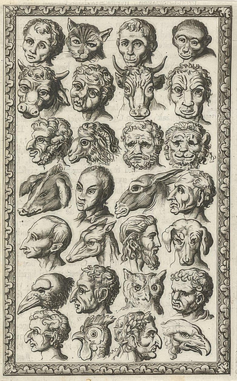 28 hlav lidí a zvířat (28 koppen van mensen en dieren). 1682 od Jan Luyken