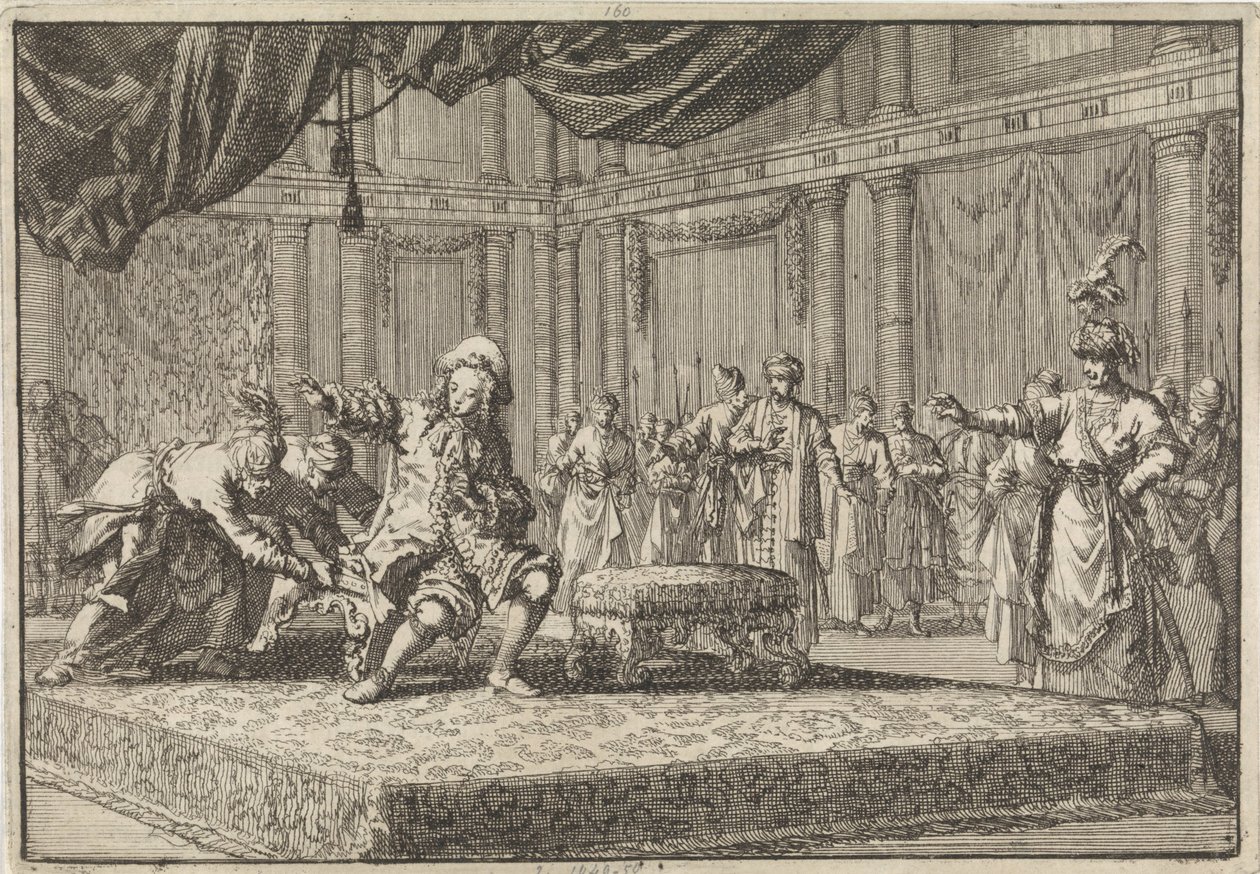 Sídlo, které umístil vedle sídla velkovezíra, je vyrván od francouzského vyslance v Konstantinopoli, 1677 od Jan Luyken
